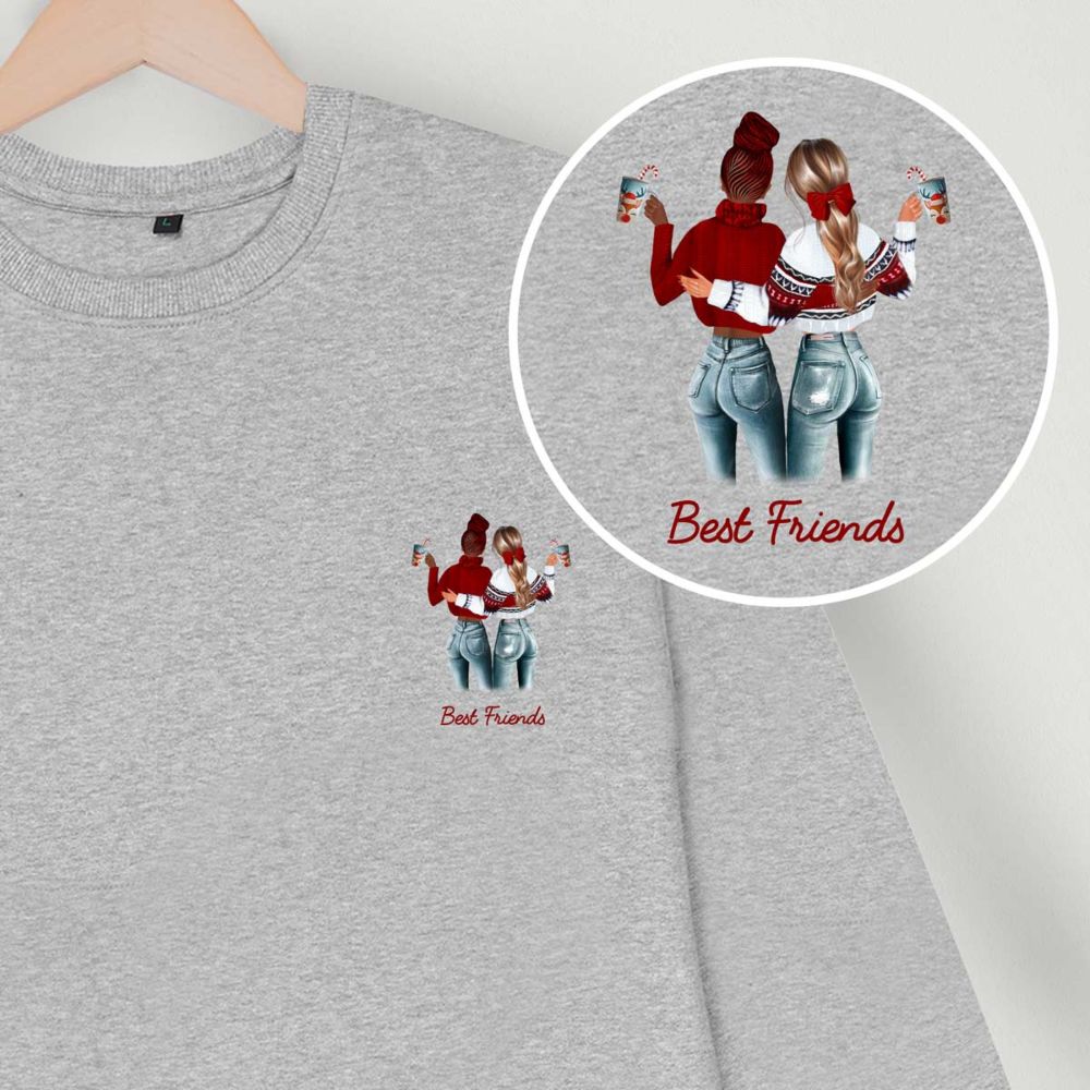 Pull personnalisé 2 amies - Illustration