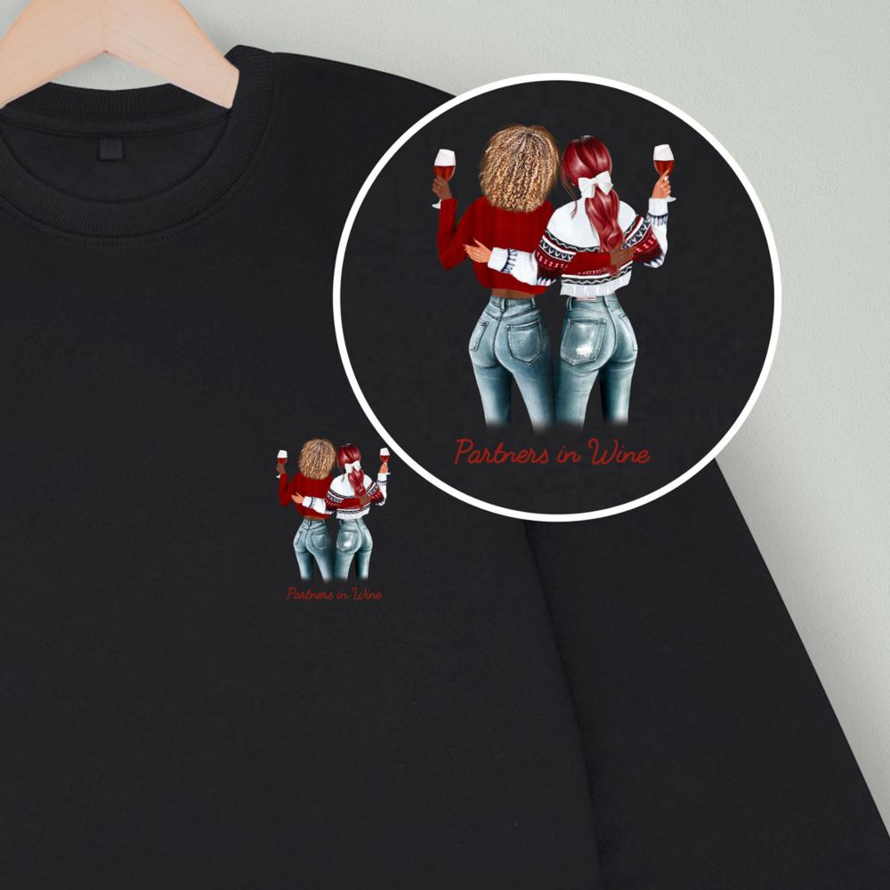 Pull personnalisé 2 amies - Illustration