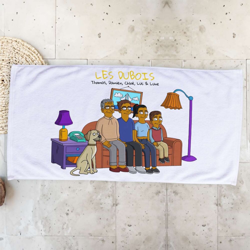 Serviette personnalisée Famille cartoon - Illustration