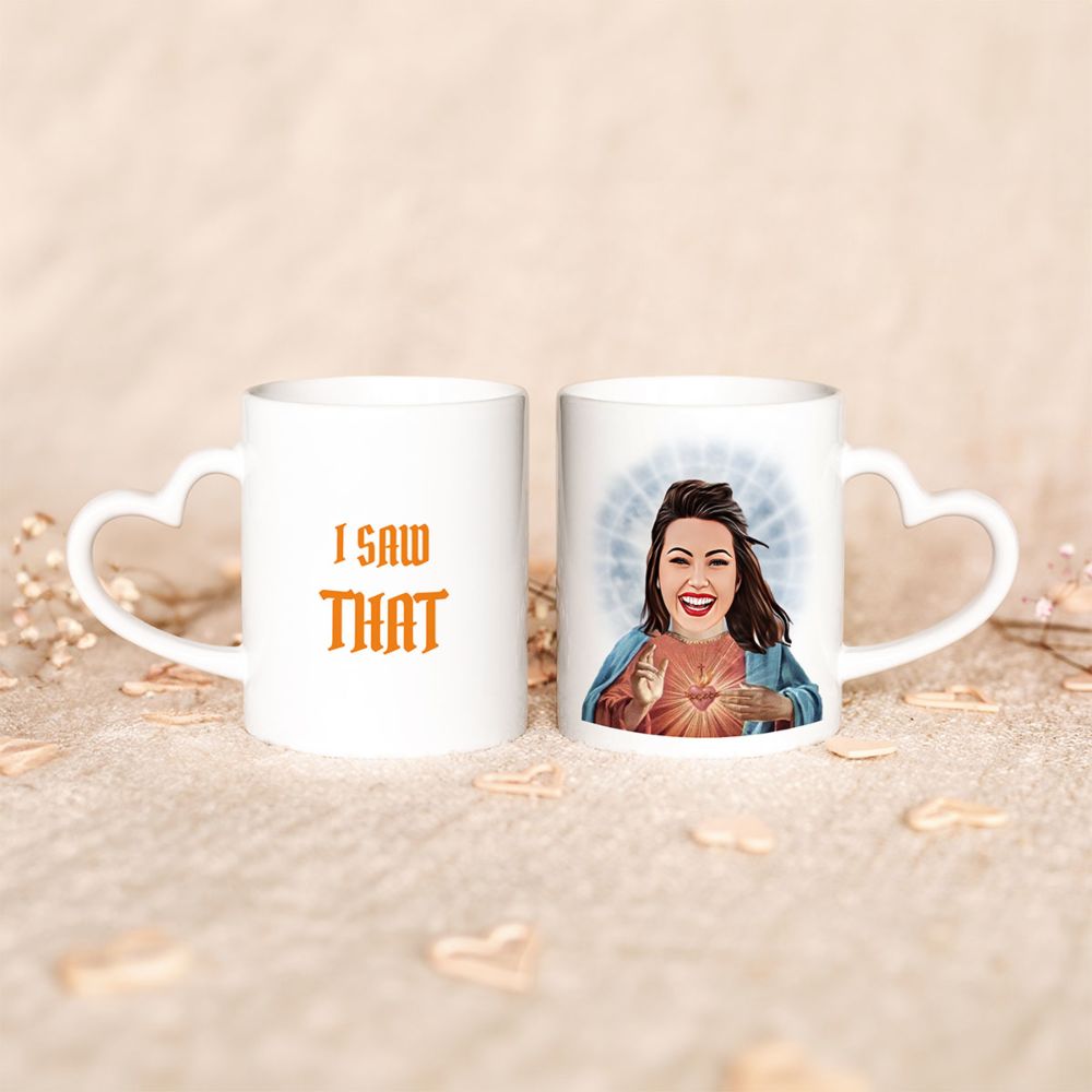 Mug personnalisé auréole avec visage et texte