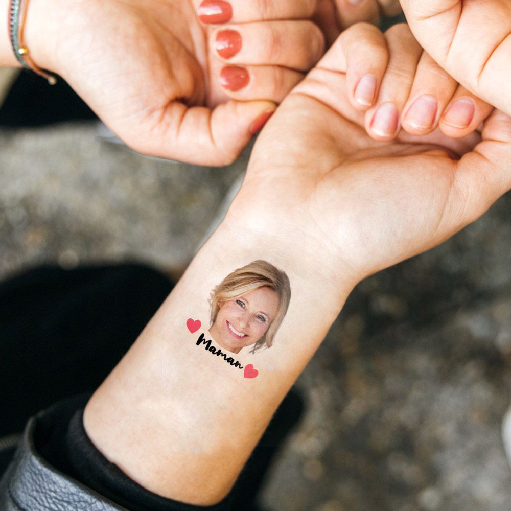 Lot de 6 tatouages personnalisés avec visage et texte