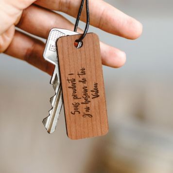 Porte-clés personnalisé en bois avec texte - Design