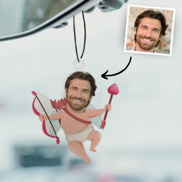 Désodorisant voiture Cupidon personnalisé avec visage