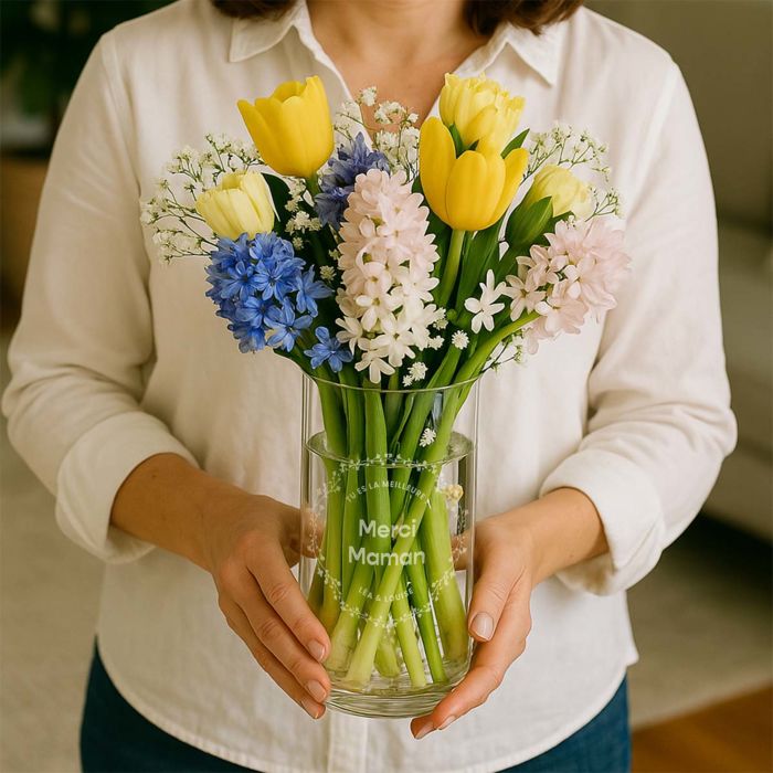 Vase personnalisé avec texte et couronne