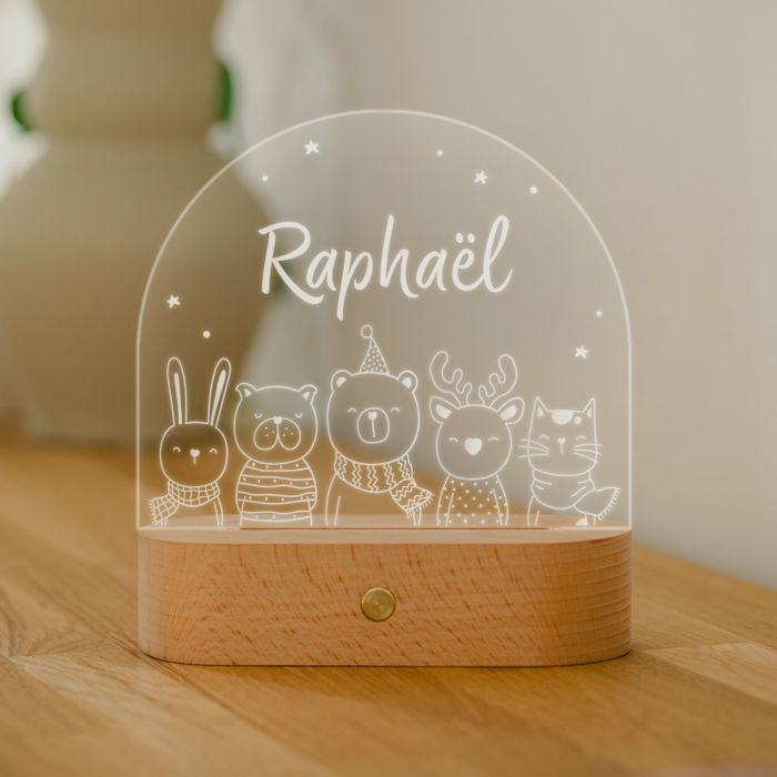 Lampe LED personnalisée avec nom et animal