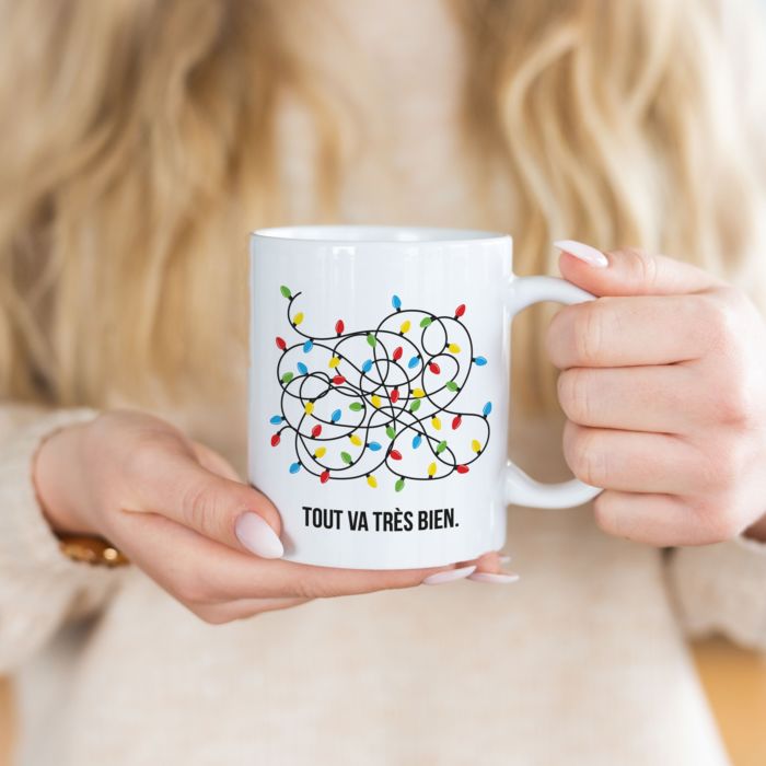 Mug personnalisé avec guirlandes de Noël et texte